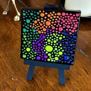 Original Art Neon Dot Mini Canvas Art